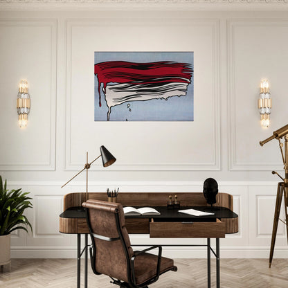 RED AND WHITE BRUSHSTROKES 1965 - Roy Lichtenstein Brushed Aluminum Print - 70x100 cm / 28x40 inches | Roy Lichtenstein Aluminum Print | Roy Lichtenstein Prints