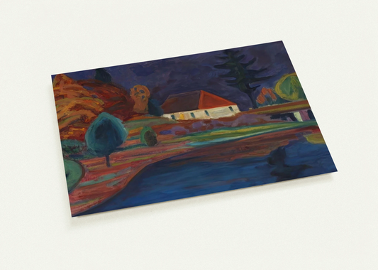 LANDSCHAFT MIT HAUS IN OBERAU 1908 By Gabriele Munter Pack of 10 Post Cards | Gabriele Munter Post Cards | A6 (10.5 x 14.8 cm) - 4.1 x 5.8 inches