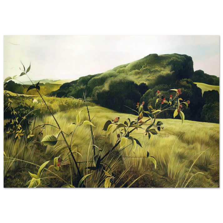 Andrew Wyeth - BLACKBERRY PICKER Wall Art - 21x29.7 cm / 8x12" - Premium Wooden Framed Poster With Fine Art Paper - White frame