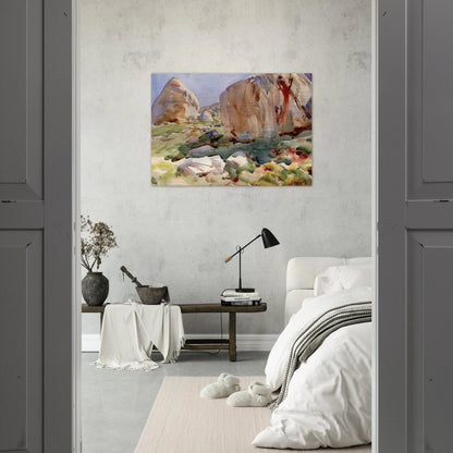 The Simplon. Large Rocks - John Singer Sargent Brushed Aluminum Print - 70x100 cm / 28x40 inches | John Singer Sargent Aluminum Print | John Singer Sargent Prints