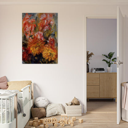 Gladiolas in a Blue Vase - Pierre-Auguste Renoir Brushed Aluminum Print - 70x100 cm / 28x40 inches | Pierre-Auguste Renoir Aluminum Print | Pierre-Auguste Renoir Prints