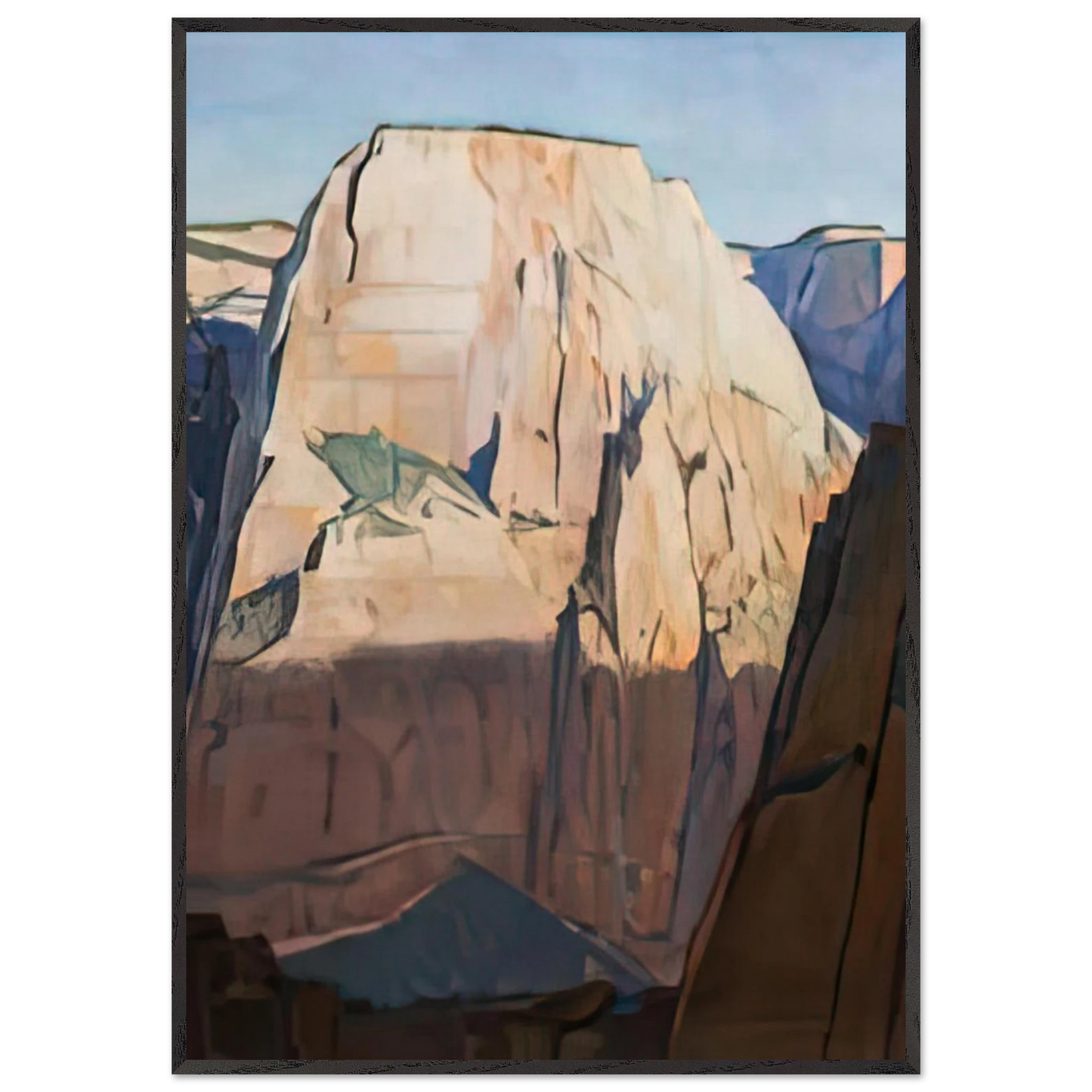 Maynard Dixon - GREAT WHITE THRONE ZION CANYON UTAH 1933 Wall art - 21x29.7 cm / 8x12" - Premium Wooden Framed Poster With Fine Art Paper-canvas - White frame