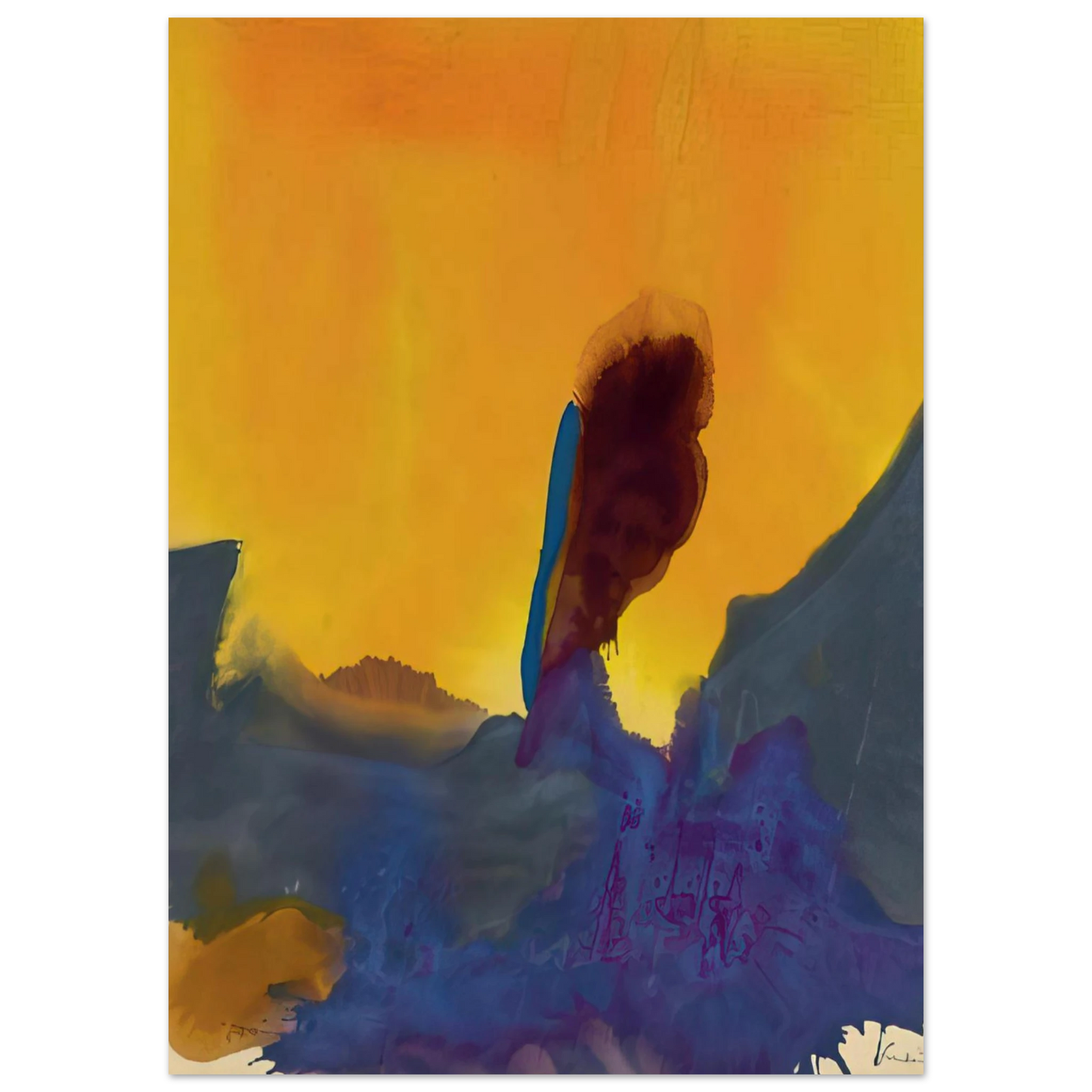 Helen Frankenthaler - Glow II - 1968 Wall art - 70x100 cm / 28x40 inches - Premium Wooden Framed Poster With Fine Art Paper-canvas - Black frame