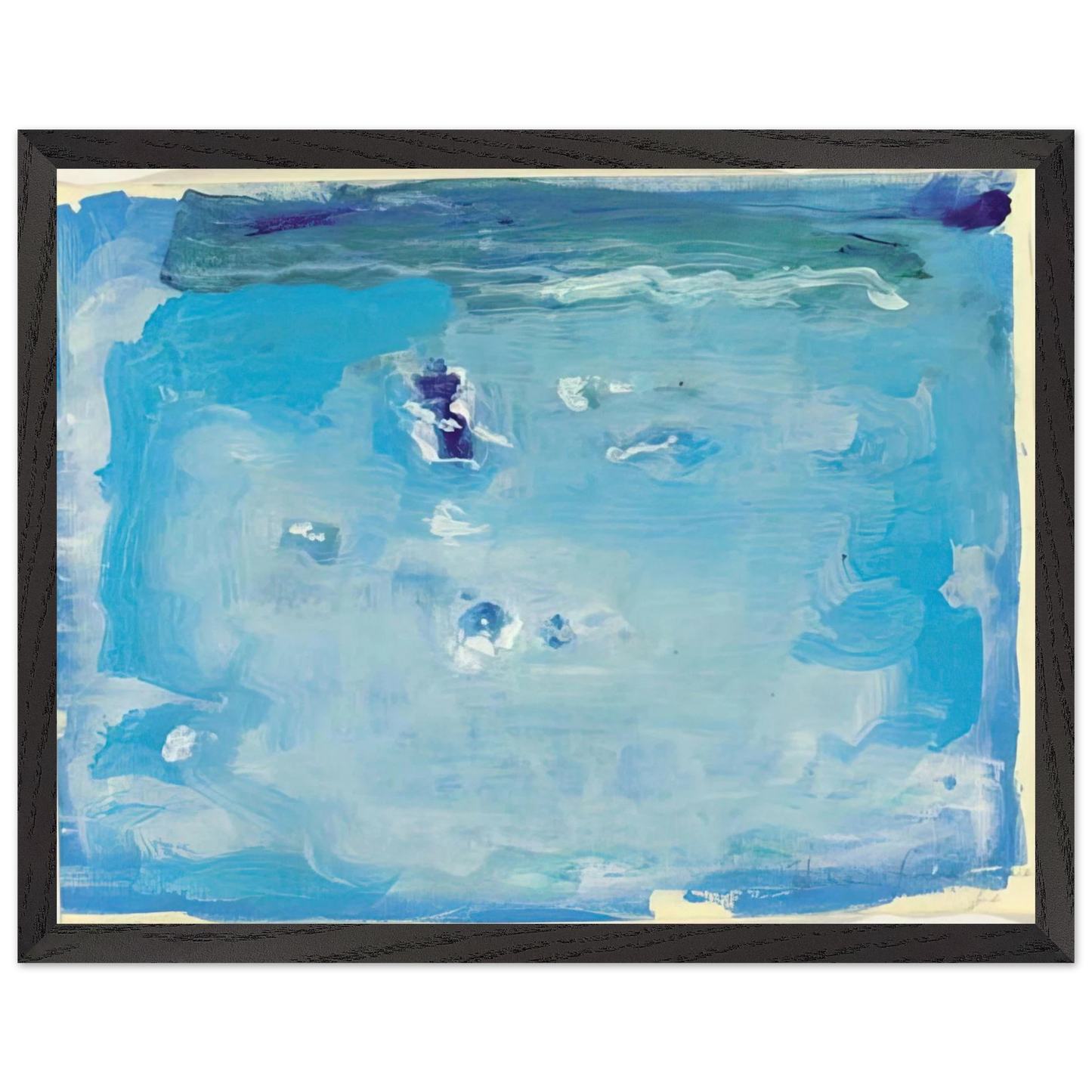 Helen Frankenthaler - Untitled - Color Field Painting, Lyrical Abstraction Wall art - 28x43  cm / XL (11x17 inches) - Premium Wooden Framed Poster With Fine Art Paper-canvas - White frame