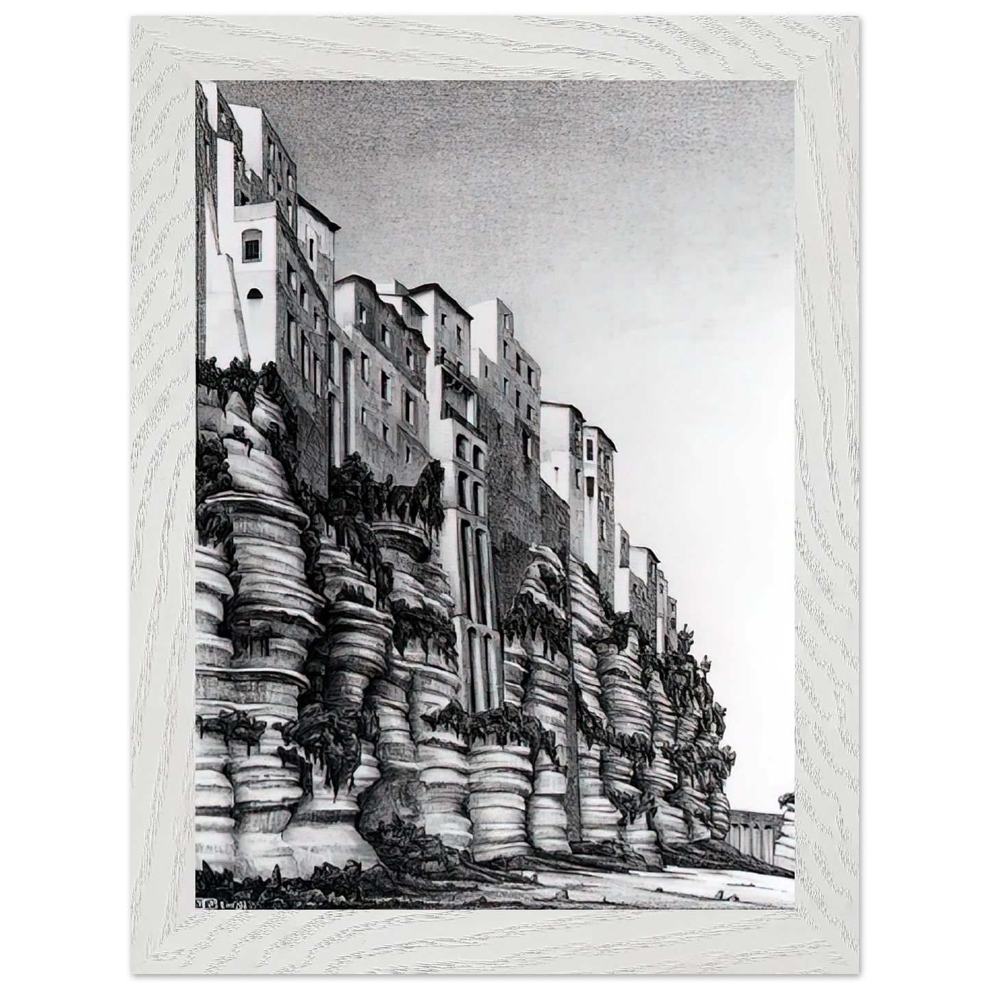 MC Escher - TROPEA CALABRIA Wall art - 30x45 cm / 12x18 inches - Premium Wooden Framed Poster With Fine Art Paper-canvas - Wood frame