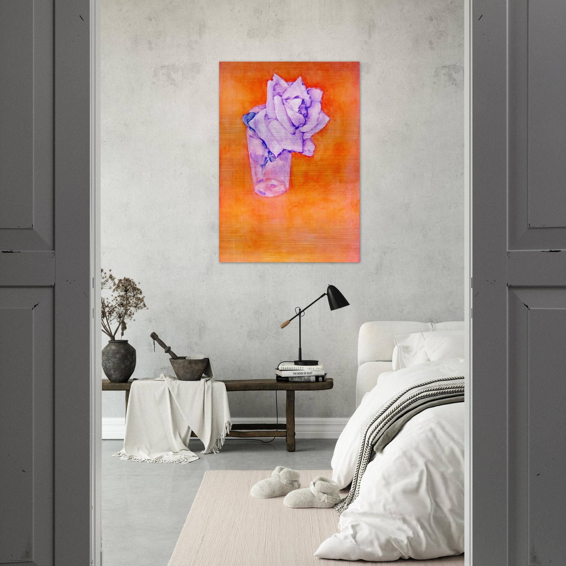 White Rose in a Glass - Piet Mondrian Brushed Aluminum Print - 70x100 cm / 28x40 inches | Piet Mondrian Aluminum Print | Piet Mondrian Prints