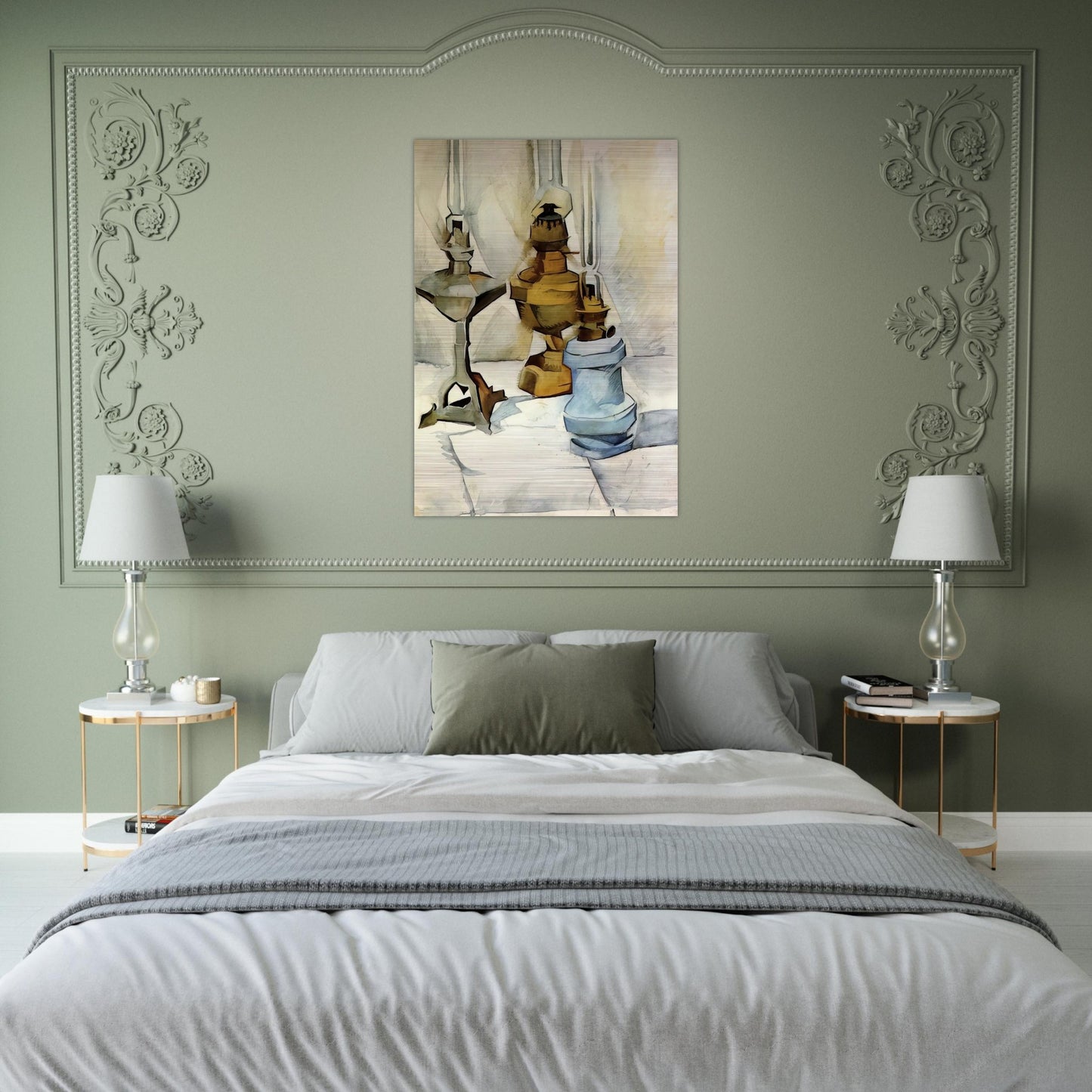 THREE LAMPS 1911 - Juan Gris Brushed Aluminum Print - 70x100 cm / 28x40 inches | Juan Gris Aluminum Print | Juan Gris Prints