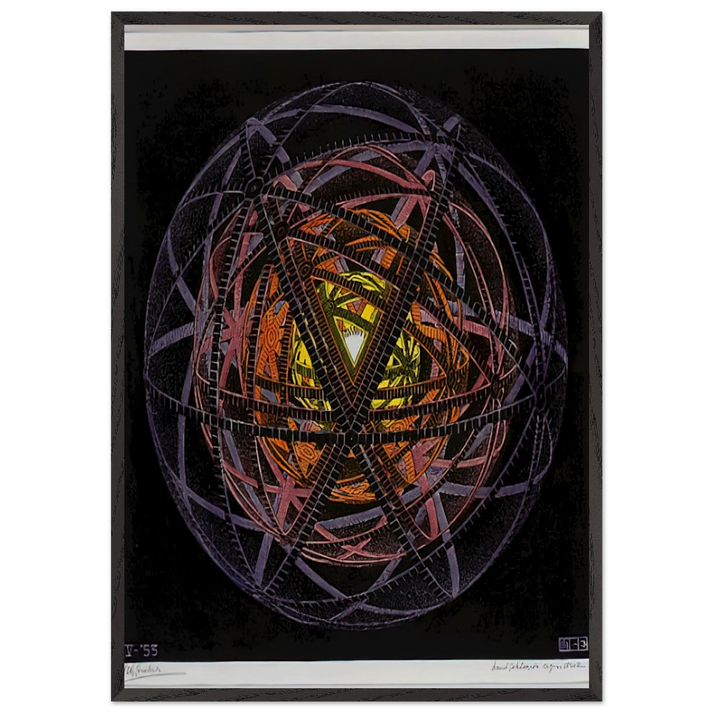 CONCENTRIC RINDS COLOUR - MC Escher 70x100 cm / 28x40 inches Framed Art Print – Black Wooden Frame | Maurits Cornelis Escher Prints
