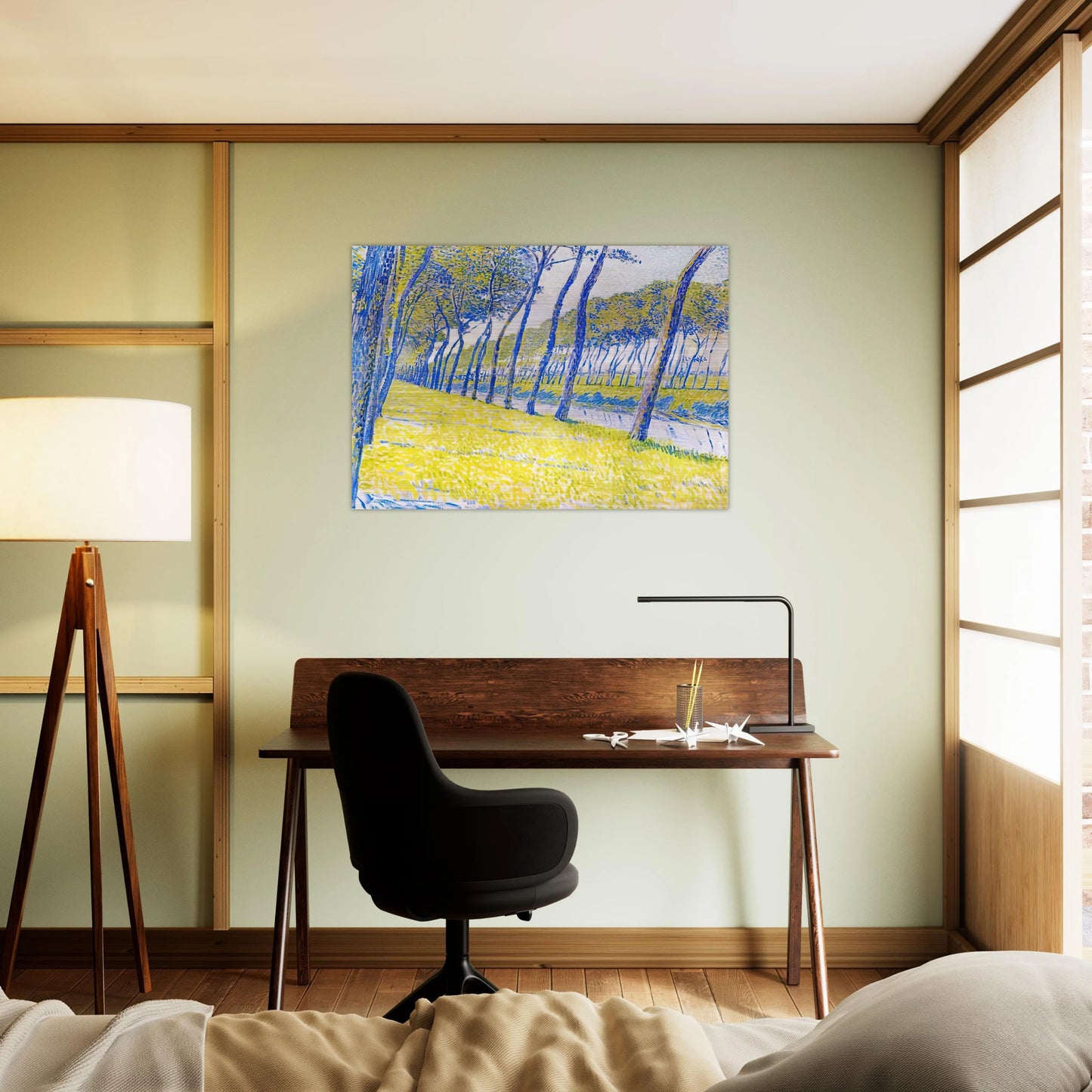 CANAL IN FLANDERS 1894 - Theo van Rysselberghe Brushed Aluminum Print - 70x100 cm / 28x40 inches | Theo van Rysselberghe Aluminum Print | Theo van Rysselberghe Prints