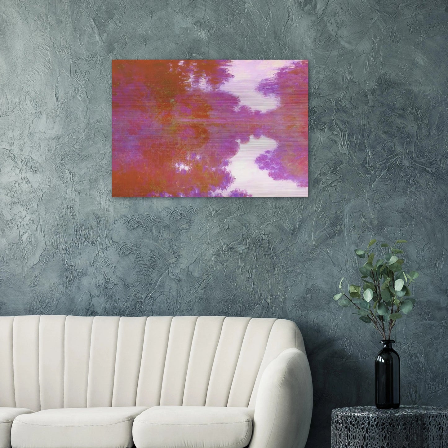 Misty Morning on the Seine, Mauve - claude monet Brushed Aluminum Print - 70x100 cm / 28x40 inches | claude monet Aluminum Print | claude monet Prints