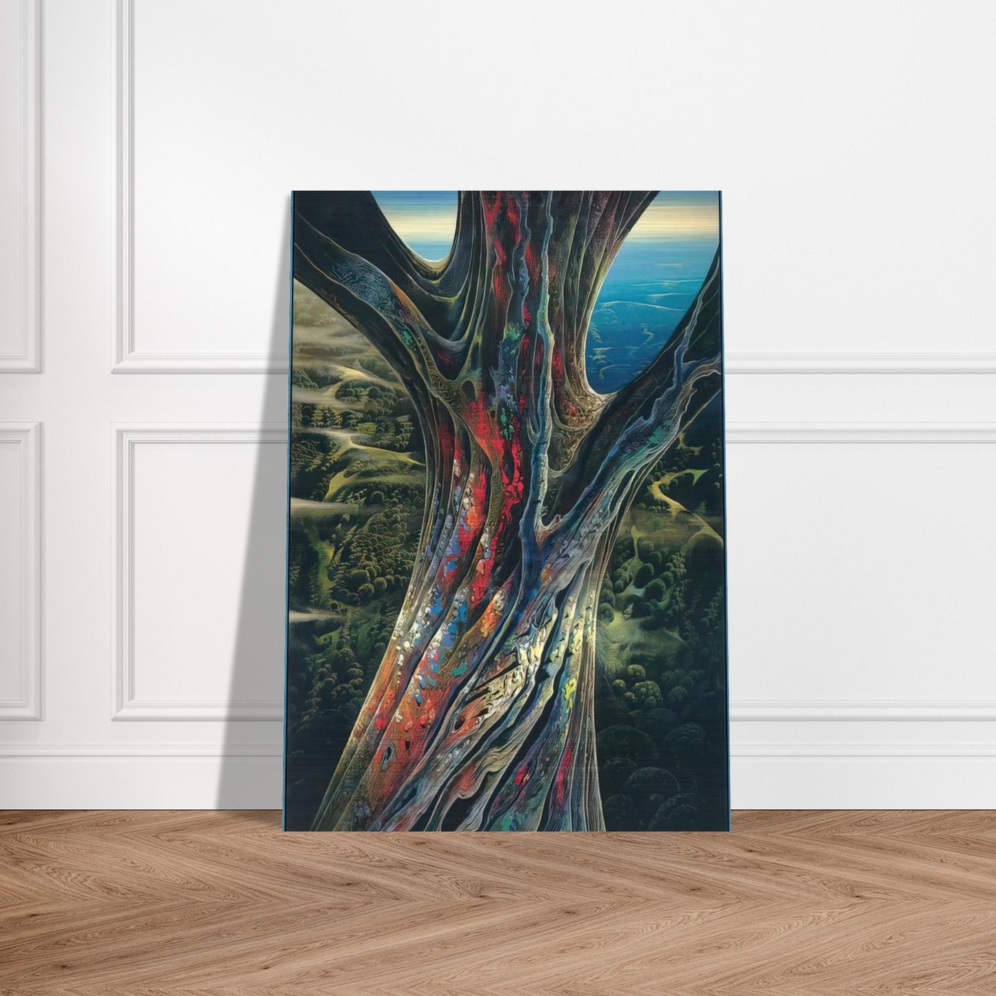 The Great Jewel Tree - Eyvind Earle Brushed Aluminum Print - 70x100 cm / 28x40 inches | Eyvind Earle Aluminum Print | Eyvind Earle Prints