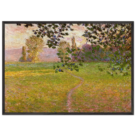 Morning Landscape Giverny - claude monet 70x100 cm / 28x40 inches Framed Art Print – Black Wooden Frame