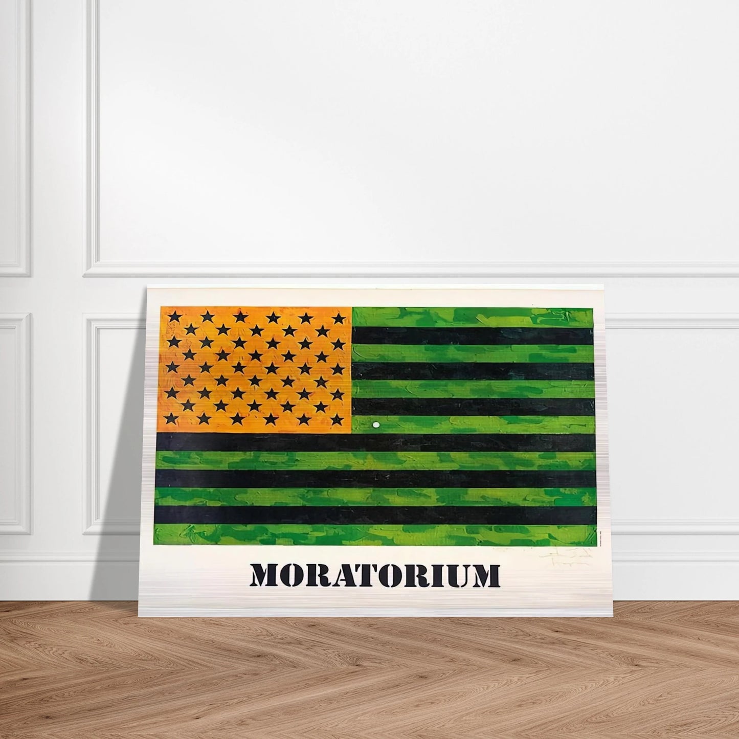 MORATORIUM FLAG - Jasper Johns Brushed Aluminum Print - 70x100 cm / 28x40 inches | Jasper Johns Aluminum Print | Jasper Johns Prints