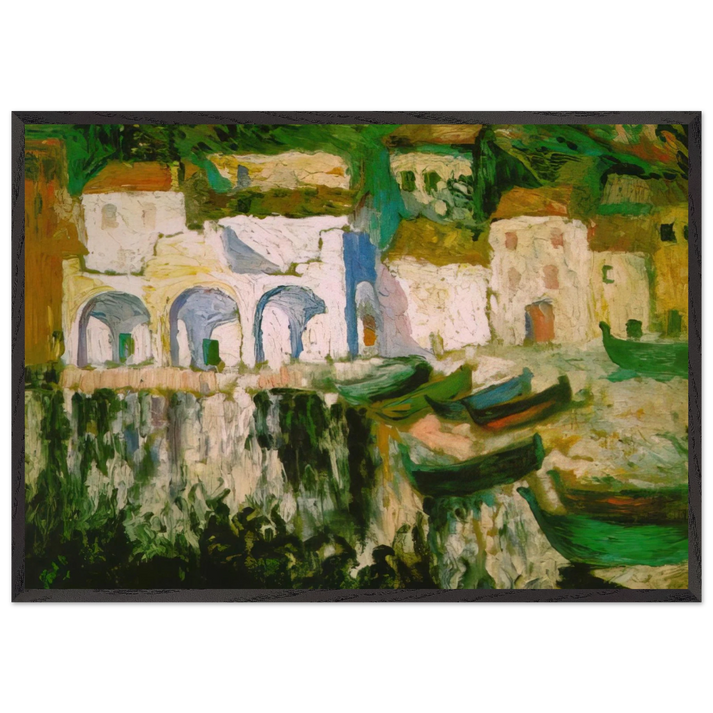 VIEW OF PORTDOGUE PORT ALUGER - Salvador Dali 70x100 cm / 28x40 inches Framed Art Print – Black Wooden Frame
