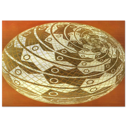 SPHERE SURFACE WITH FISHES COLOUR - MC Escher Brushed Aluminum Print - 70x100 cm / 28x40 inches | MC Escher Aluminum Print | MC Escher Prints