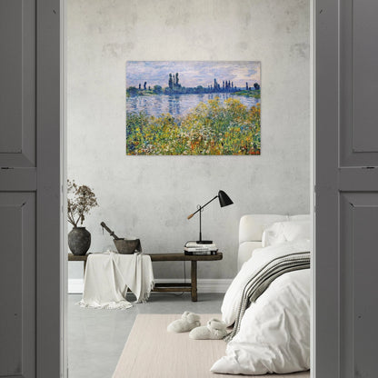 Flowers on the Banks of Seine near Vetheuil - claude monet Brushed Aluminum Print - 70x100 cm / 28x40 inches | claude monet Aluminum Print | claude monet Prints