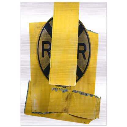 YELLOW VISOR GLUT 1989 - Robert Rauschenberg Brushed Aluminum Print - 70x100 cm / 28x40 inches | Robert Rauschenberg Aluminum Print | Robert Rauschenberg Prints