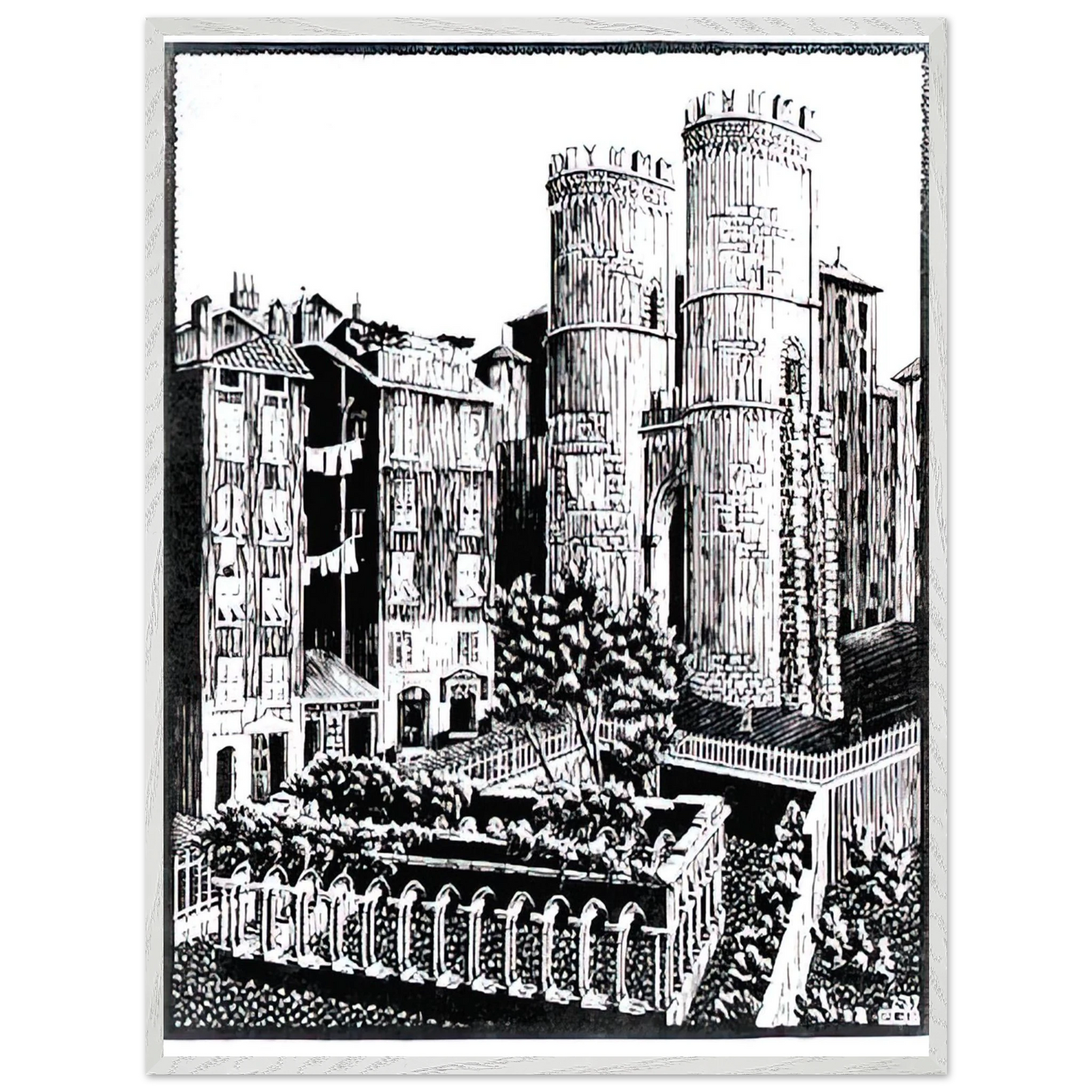MC Escher - ESCHER (25) Wall Art - 60x80 cm / 24x32 inches - Premium Wooden Framed Poster With Fine Art Paper-canvas - Black frame
