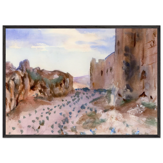 Fortress Roads and Rocks - John Singer Sargent 70x100 cm / 28x40 inches Framed Art Print – Black Wooden Frame