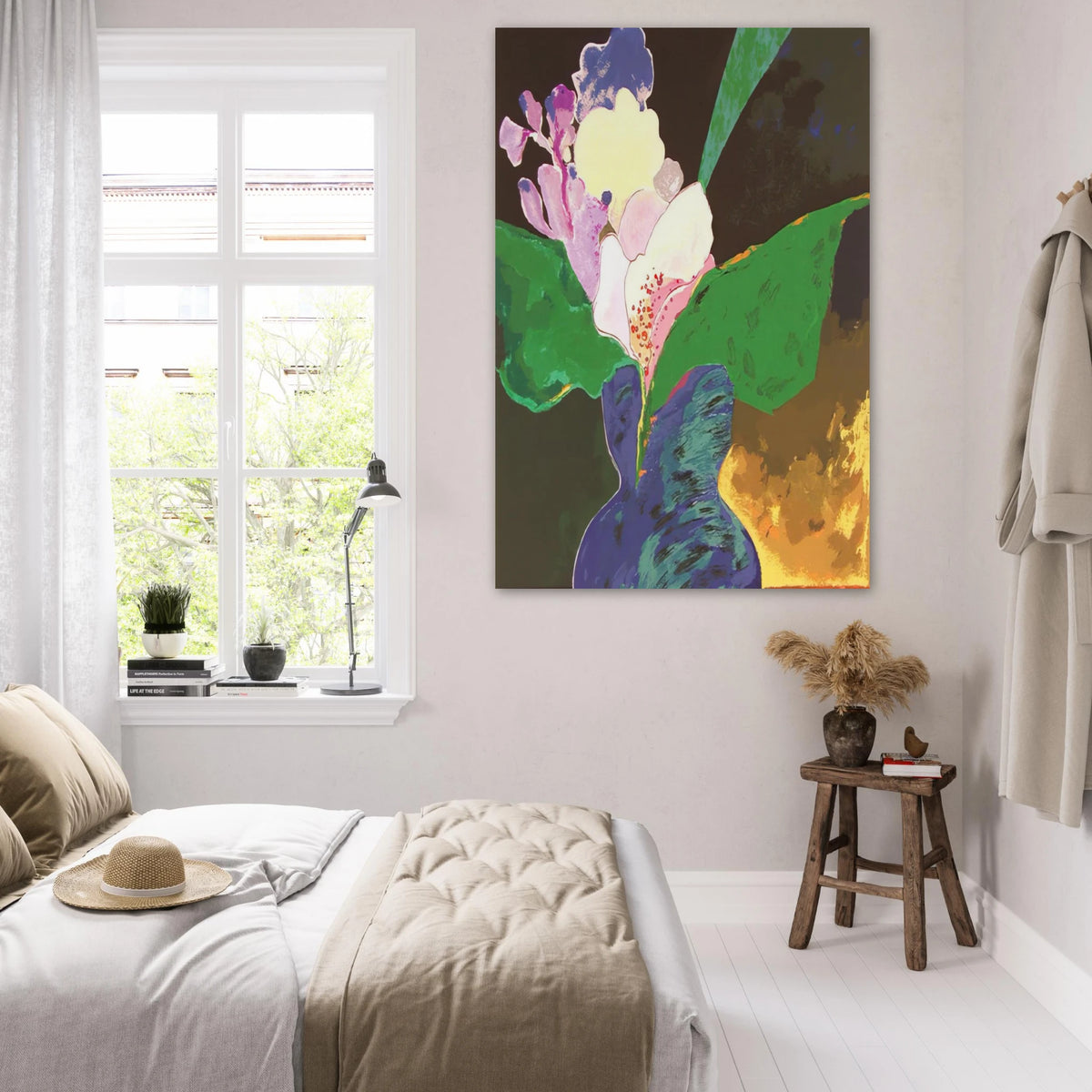 Blue Vase With Flowers - 2002 - Aldemir Martins Art Prints - 100x150 cm / 40x60″ inches | Aldemir Martins Poster | Aldemir Martins Prints
