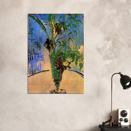 Still Life Glass with Wild Flowers - Vincent van Gogh Brushed Aluminum Print - 70x100 cm / 28x40 inches | Vincent van Gogh Aluminum Print | Vincent van Gogh Prints