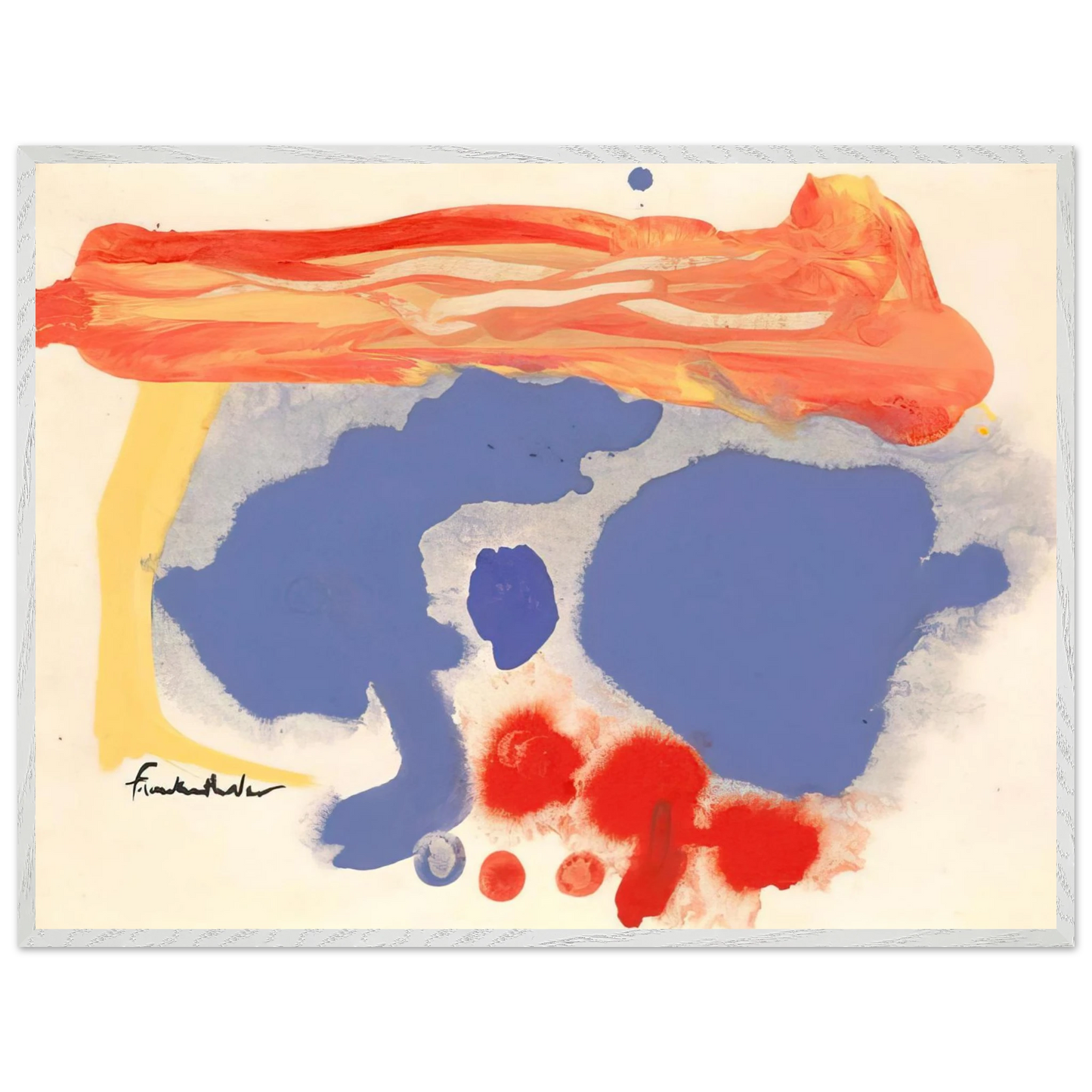 Helen Frankenthaler - Summerscene, Provincetown - 1961 Wall art - 50x70 cm / 20x28 inches - Premium Wooden Framed Poster With Fine Art Paper-canvas - White frame