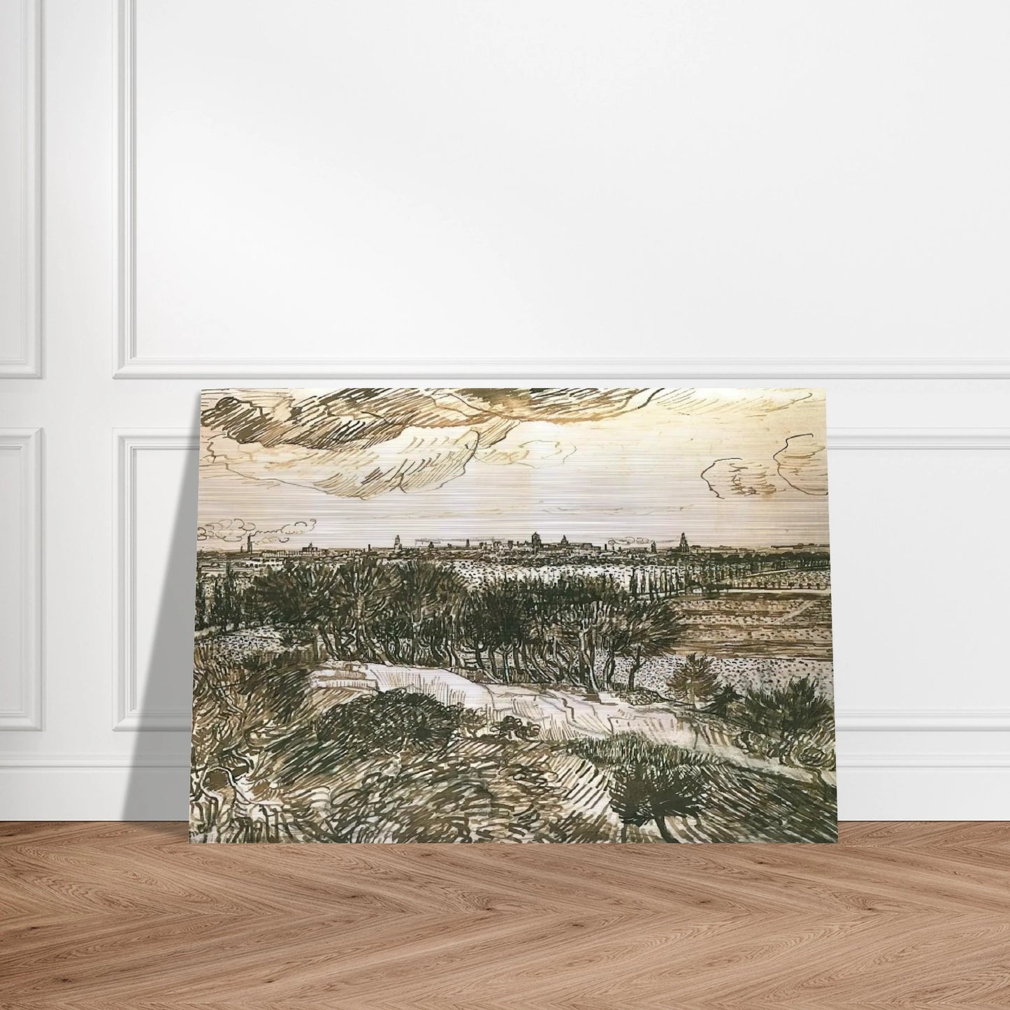 View of Arles from a Hill - Vincent van Gogh Brushed Aluminum Print - 70x100 cm / 28x40 inches | Vincent van Gogh Aluminum Print | Vincent van Gogh Prints