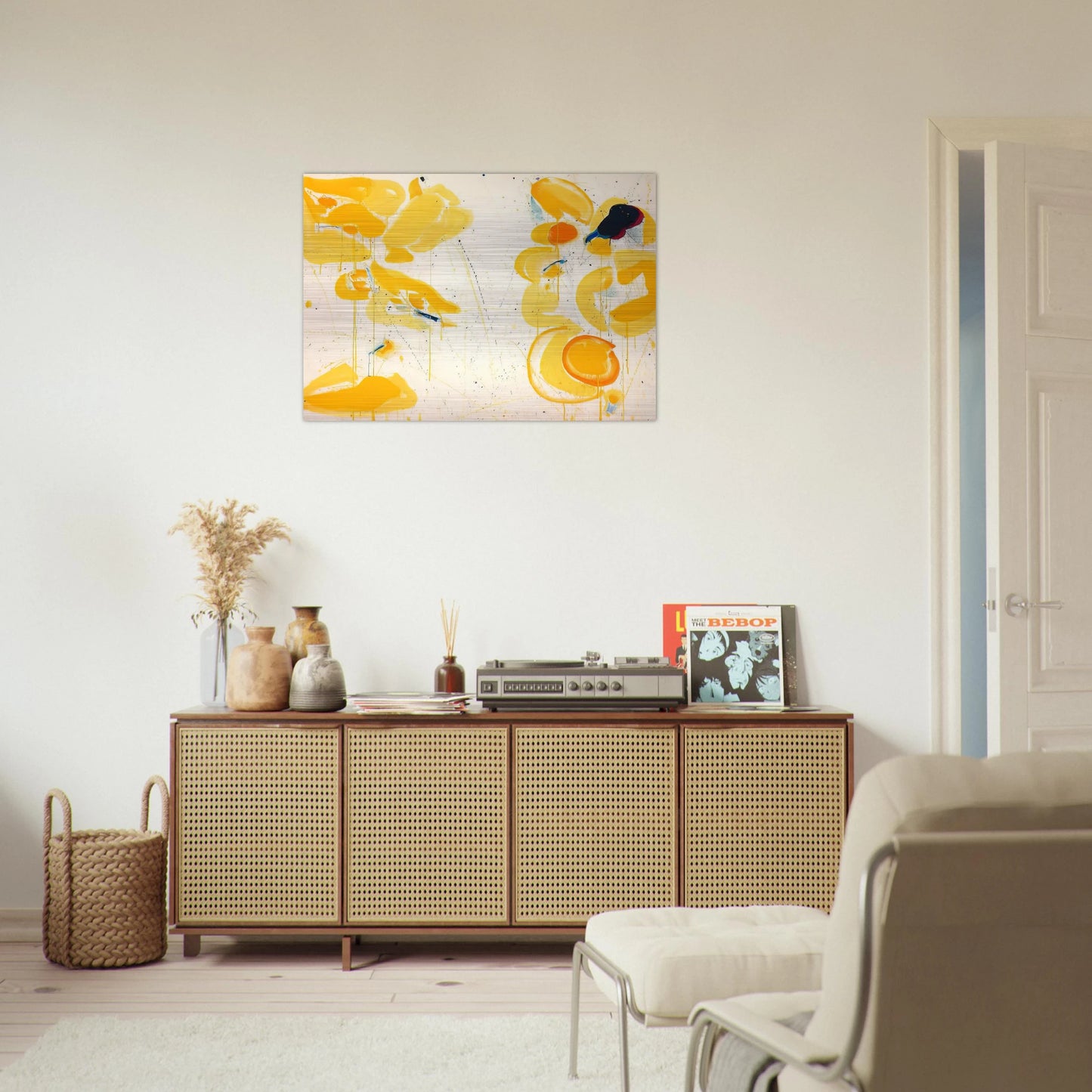 Untitled  Yellow  - Sam Francis Brushed Aluminum Print - 70x100 cm / 28x40 inches | Sam Francis Aluminum Print | Sam Francis Prints