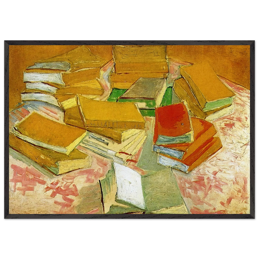 Still Life - French Novels - Vincent van Gogh 70x100 cm / 28x40 inches Framed Art Print – Black Wooden Frame