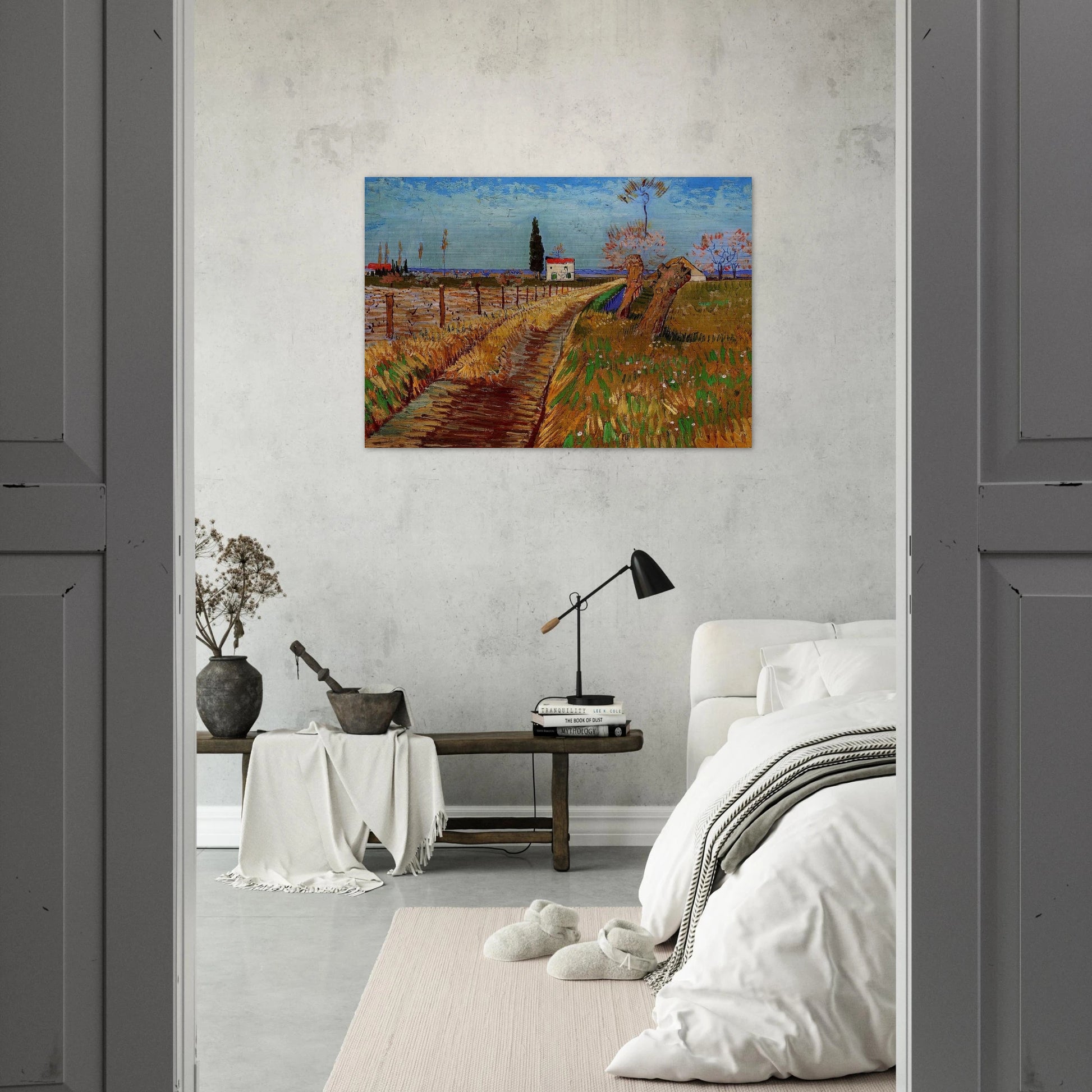 Path Through a Field with Willows - Vincent van Gogh Brushed Aluminum Print - 70x100 cm / 28x40 inches | Vincent van Gogh Aluminum Print | Vincent van Gogh Prints