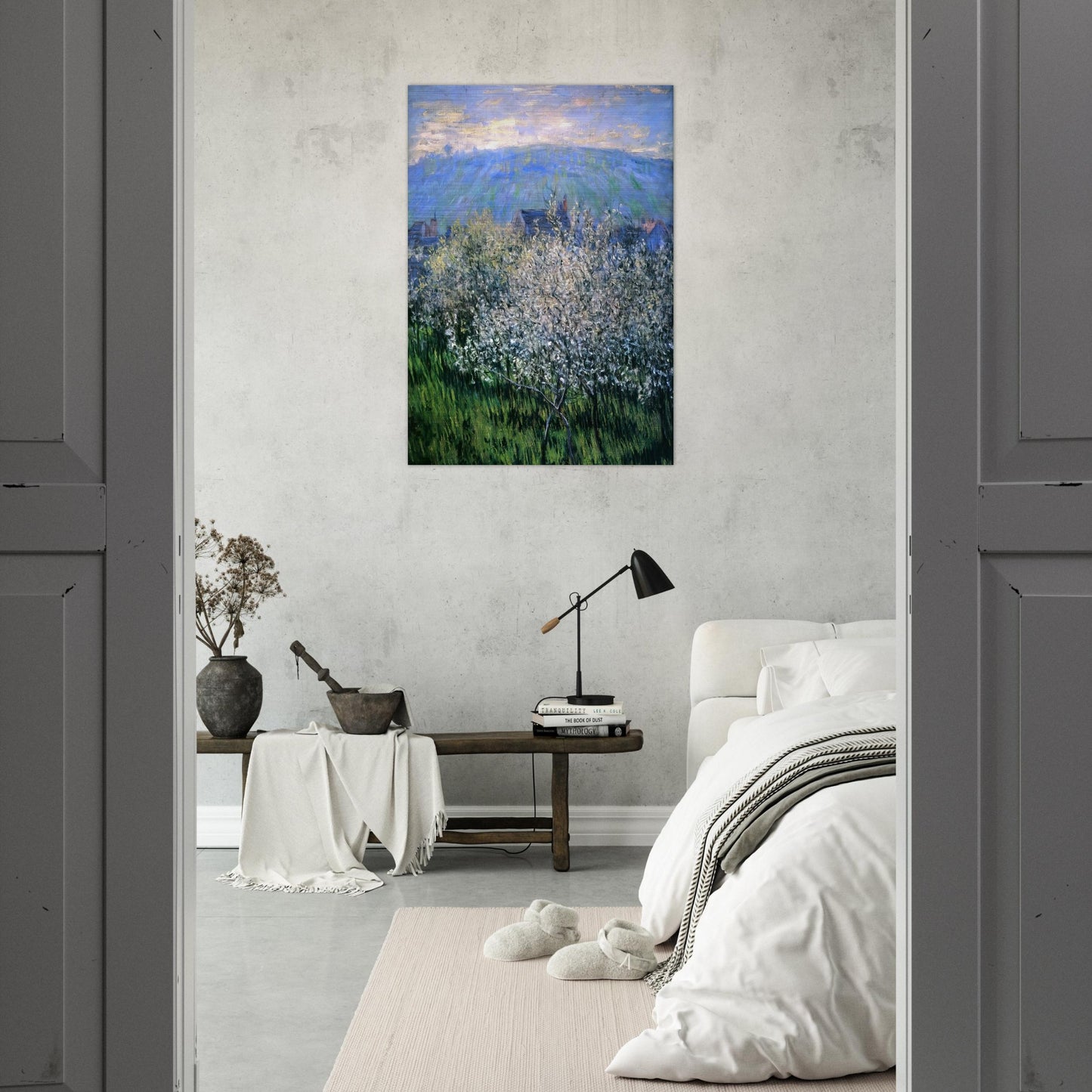 Plums Blossom - claude monet Brushed Aluminum Print - 70x100 cm / 28x40 inches | claude monet Aluminum Print | claude monet Prints