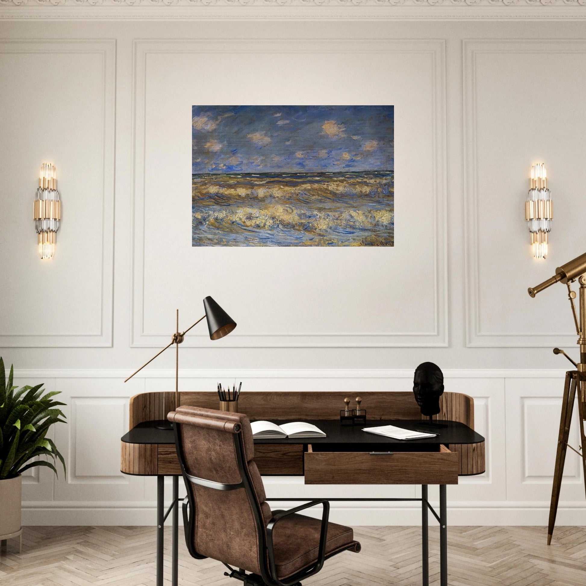 Rough Sea - claude monet Brushed Aluminum Print - 70x100 cm / 28x40 inches | claude monet Aluminum Print | claude monet Prints