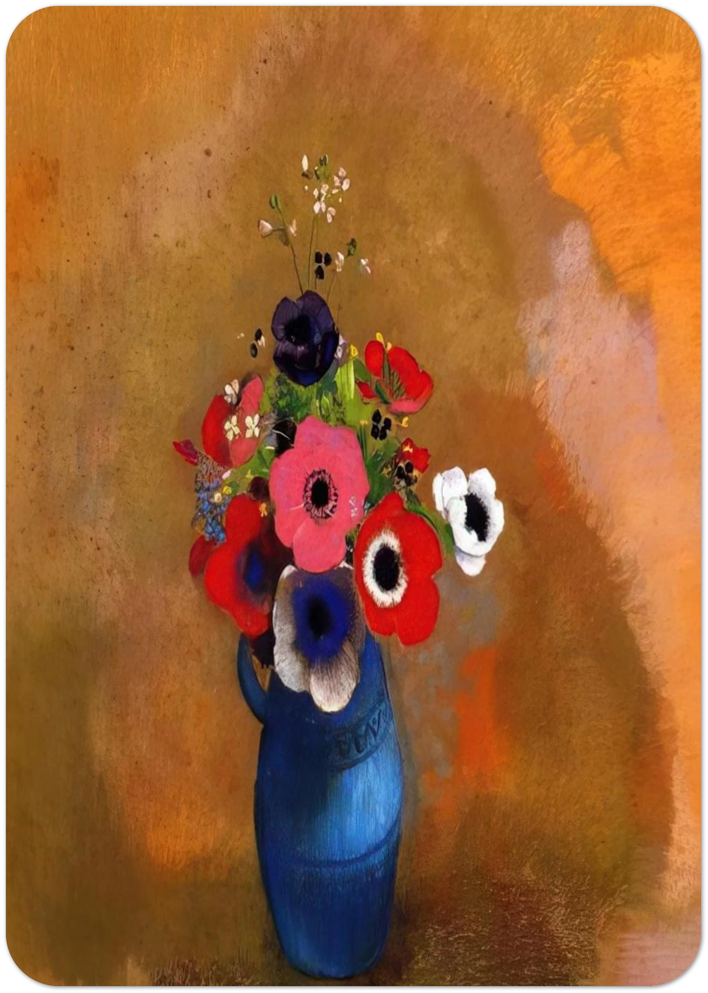 BOUQUET OF ANEMONES By Odilon Redon Pack of 10 Post Cards | Odilon Redon Post Cards | A6 (10.5 x 14.8 cm) - 4.1 x 5.8 inches