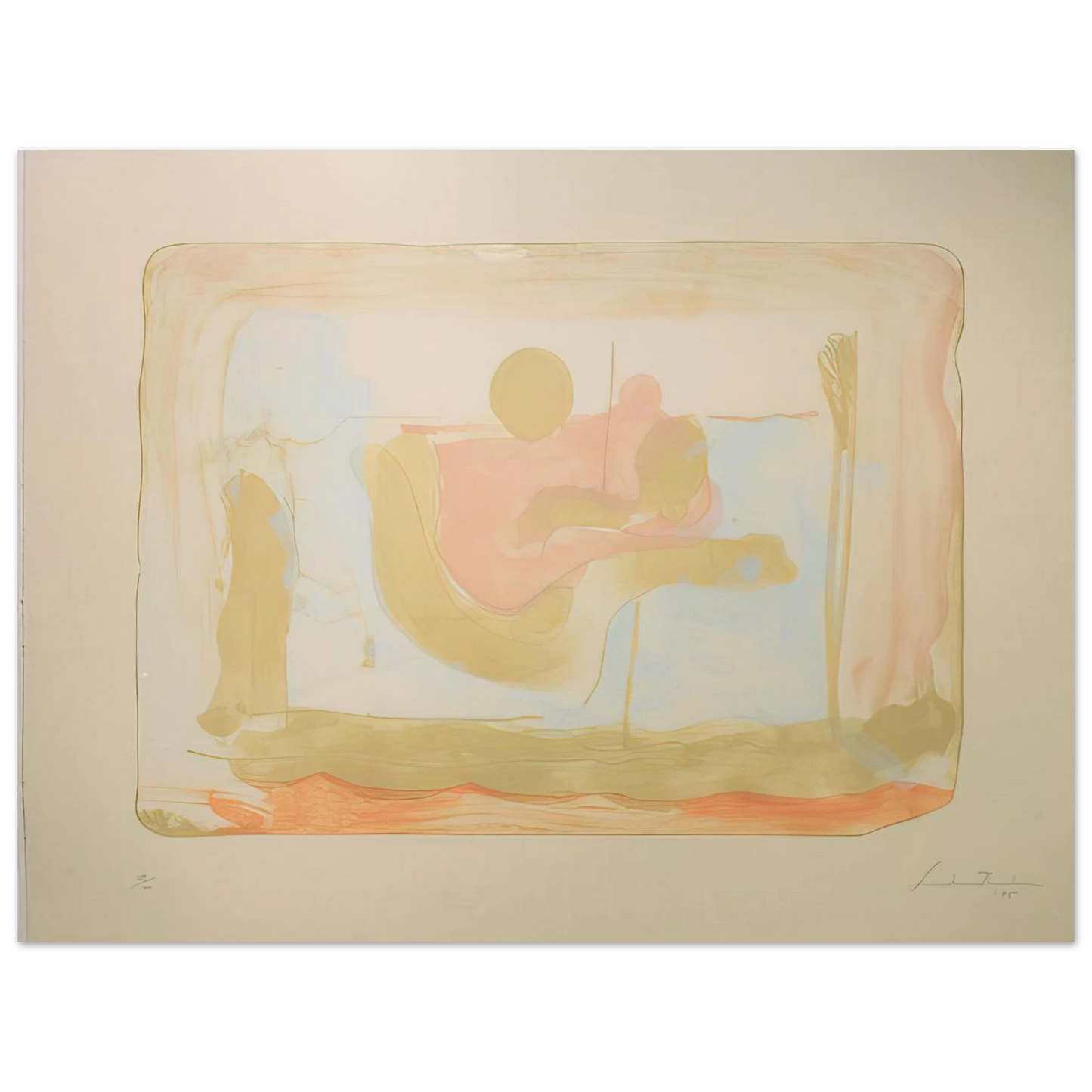 Helen Frankenthaler - Reflections I - 1995 Wall art - A1 (59.4 x 84.1  cm) - Premium Wooden Framed Poster With Fine Art Paper-canvas - Black frame