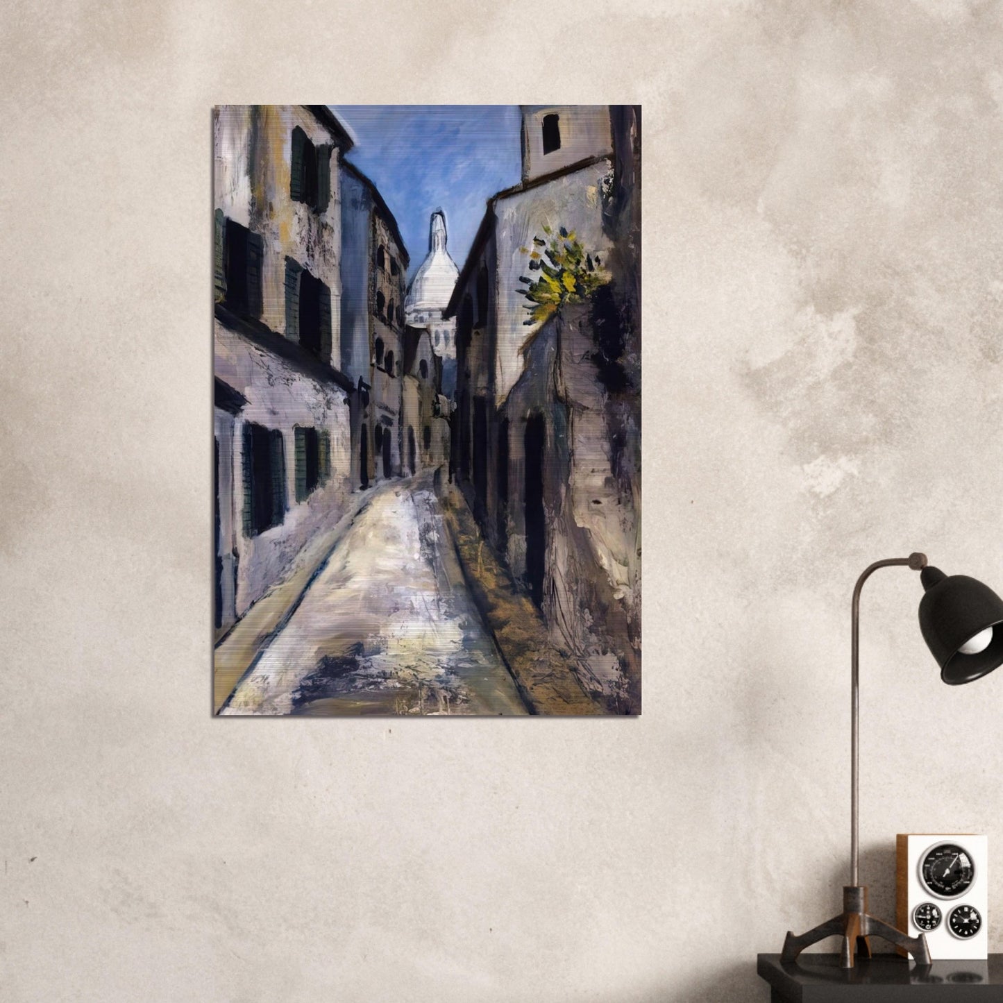SAINT RUSTIQUE STREET - Maurice Utrillo Brushed Aluminum Print - 70x100 cm / 28x40 inches | Maurice Utrillo Aluminum Print | Maurice Utrillo Prints