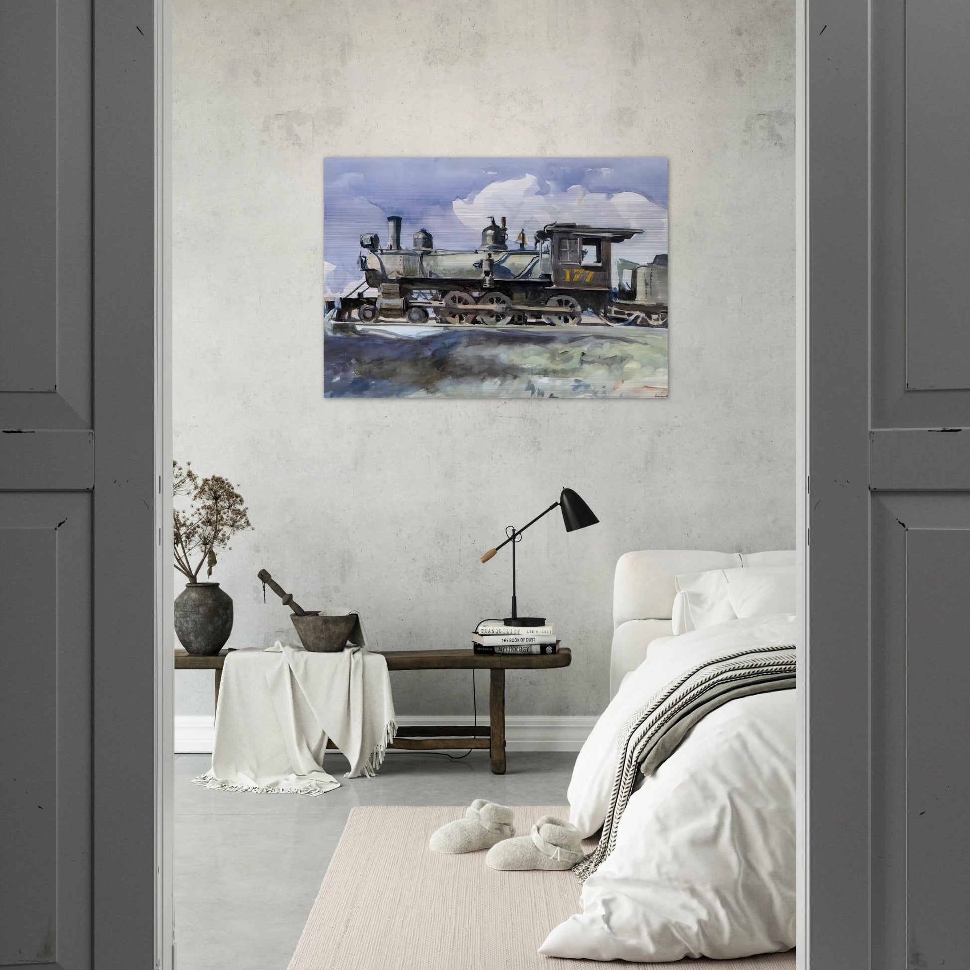 D. and R. G. Locomotive - Edward Hopper Brushed Aluminum Print - 70x100 cm / 28x40 inches | Edward Hopper Aluminum Print | Edward Hopper Prints