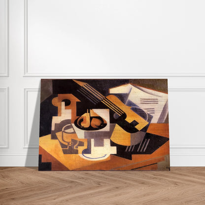 GUITAR AND FRUIT BOWL ON A TABLE 1918 - Juan Gris Brushed Aluminum Print - 70x100 cm / 28x40 inches | Juan Gris Aluminum Print | Juan Gris Prints