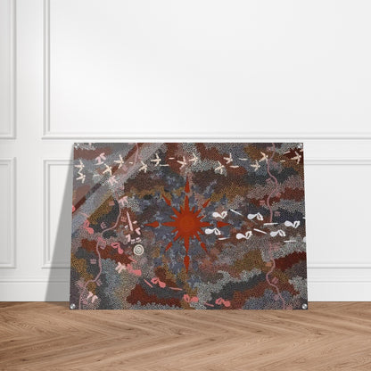 Fire Dreaming - 1996 - Clifford Possum Tjapaltjarri Acrylic Print - 70x100 cm / 28x40″ inches | Clifford Possum Tjapaltjarri Wall Art | Clifford Possum Tjapaltjarri Prints