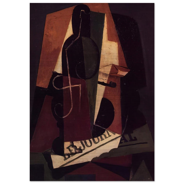 BOTTLE AND GLASS - Juan Gris Brushed Aluminum Print - 70x100 cm / 28x40 inches | Juan Gris Aluminum Print | Juan Gris Prints