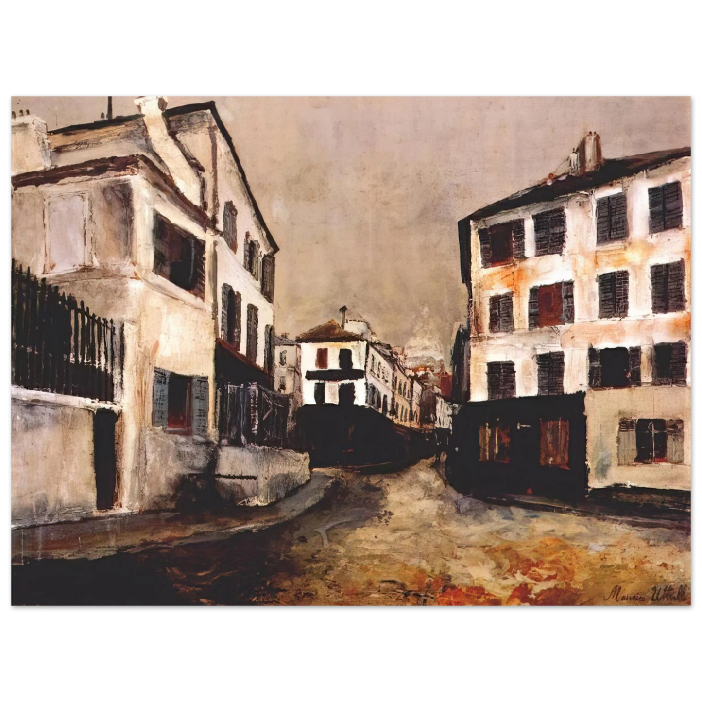 Maurice Utrillo - NORVINS STREET  75x100 cm / 30x40inches Fine Art Poster