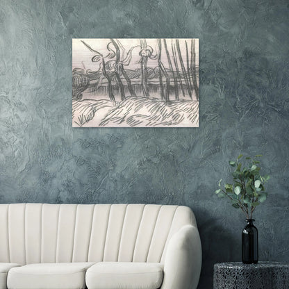 A Row of Bare Trees - Vincent van Gogh Brushed Aluminum Print - 70x100 cm / 28x40 inches | Vincent van Gogh Aluminum Print | Vincent van Gogh Prints