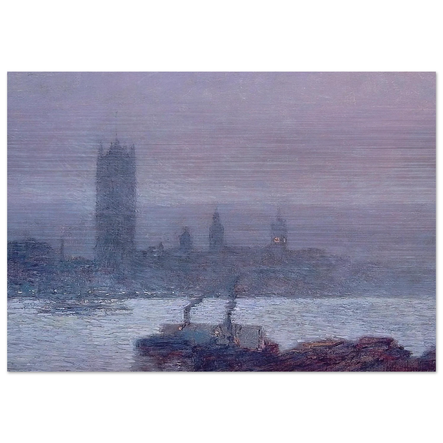 Houses of Parliament, Early Evening - Childe Hassam Brushed Aluminum Print - 70x100 cm / 28x40 inches | Childe Hassam Aluminum Print | Childe Hassam Prints