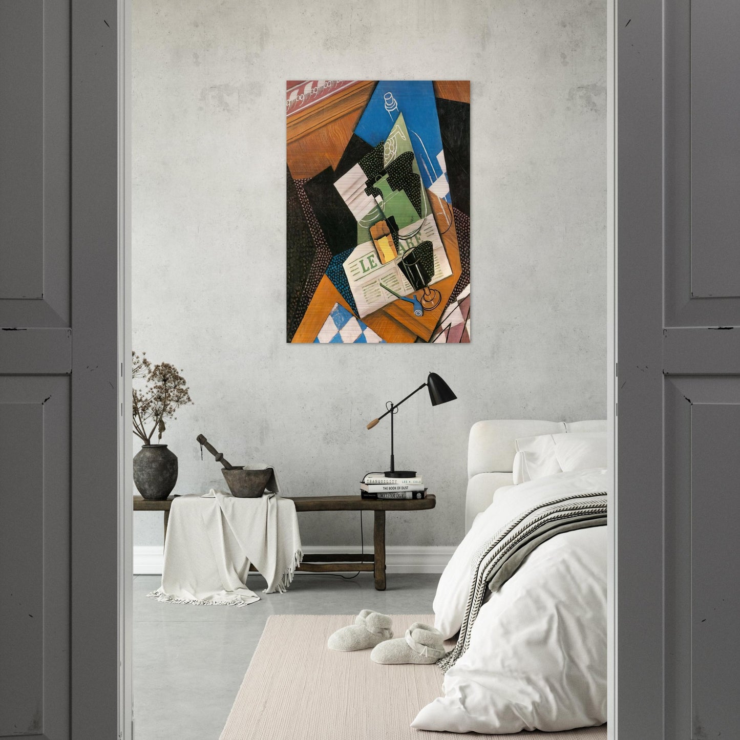 WATER BOTTLE BOTTLE AND FRUIT DISH 1915 - Juan Gris Brushed Aluminum Print - 70x100 cm / 28x40 inches | Juan Gris Aluminum Print | Juan Gris Prints