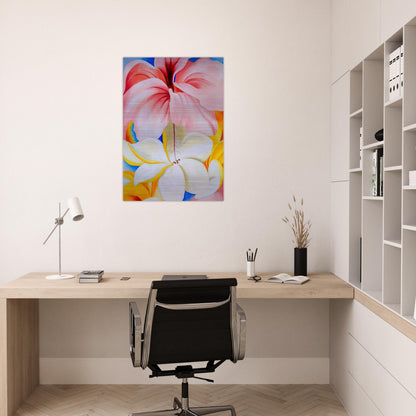 Hibiscus with Plumeria - Georgia O'Keeffe Brushed Aluminum Print - 70x100 cm / 28x40 inches | Georgia O'Keeffe Aluminum Print | Georgia O'Keeffe Prints