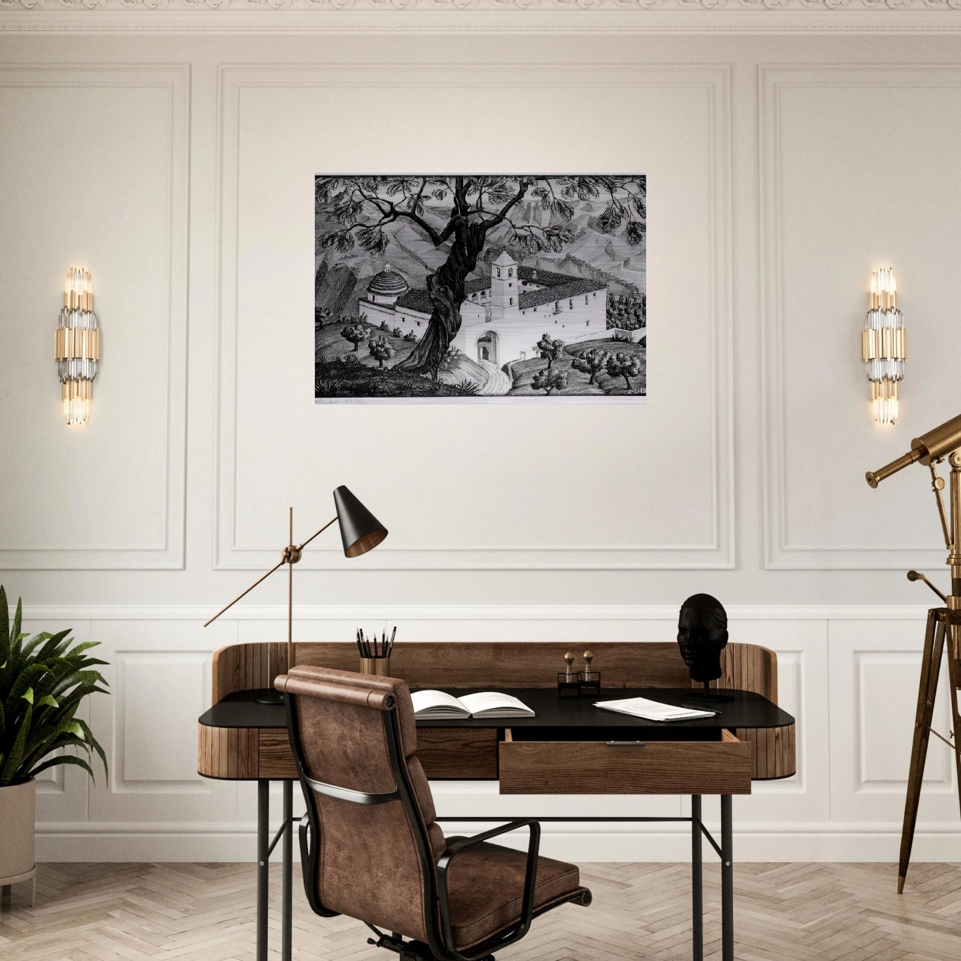 CLOISTER NEAR ROCCA IMPERIALE CALABRIA - MC Escher Brushed Aluminum Print - 70x100 cm / 28x40 inches | MC Escher Aluminum Print | MC Escher Prints