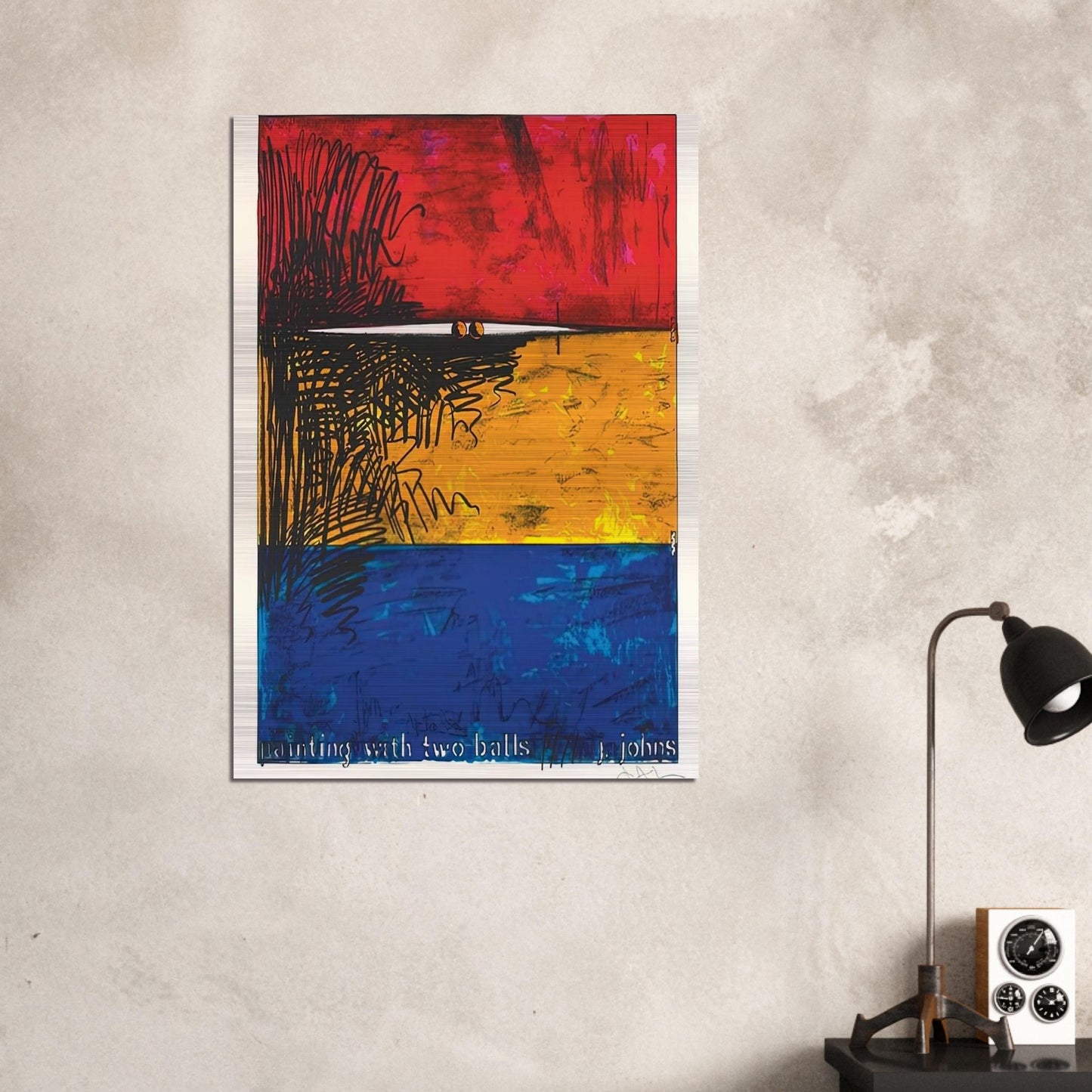 PAINTING WITH TWO BALLS ULAE 87 - Jasper Johns Brushed Aluminum Print - 70x100 cm / 28x40 inches | Jasper Johns Aluminum Print | Jasper Johns Prints