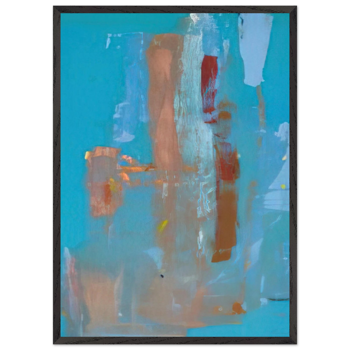 Helen Frankenthaler - In on Blue - 1976 Wall art - 70x70 cm / 28x28 inches - Premium Wooden Framed Poster With Fine Art Paper-canvas - Black frame
