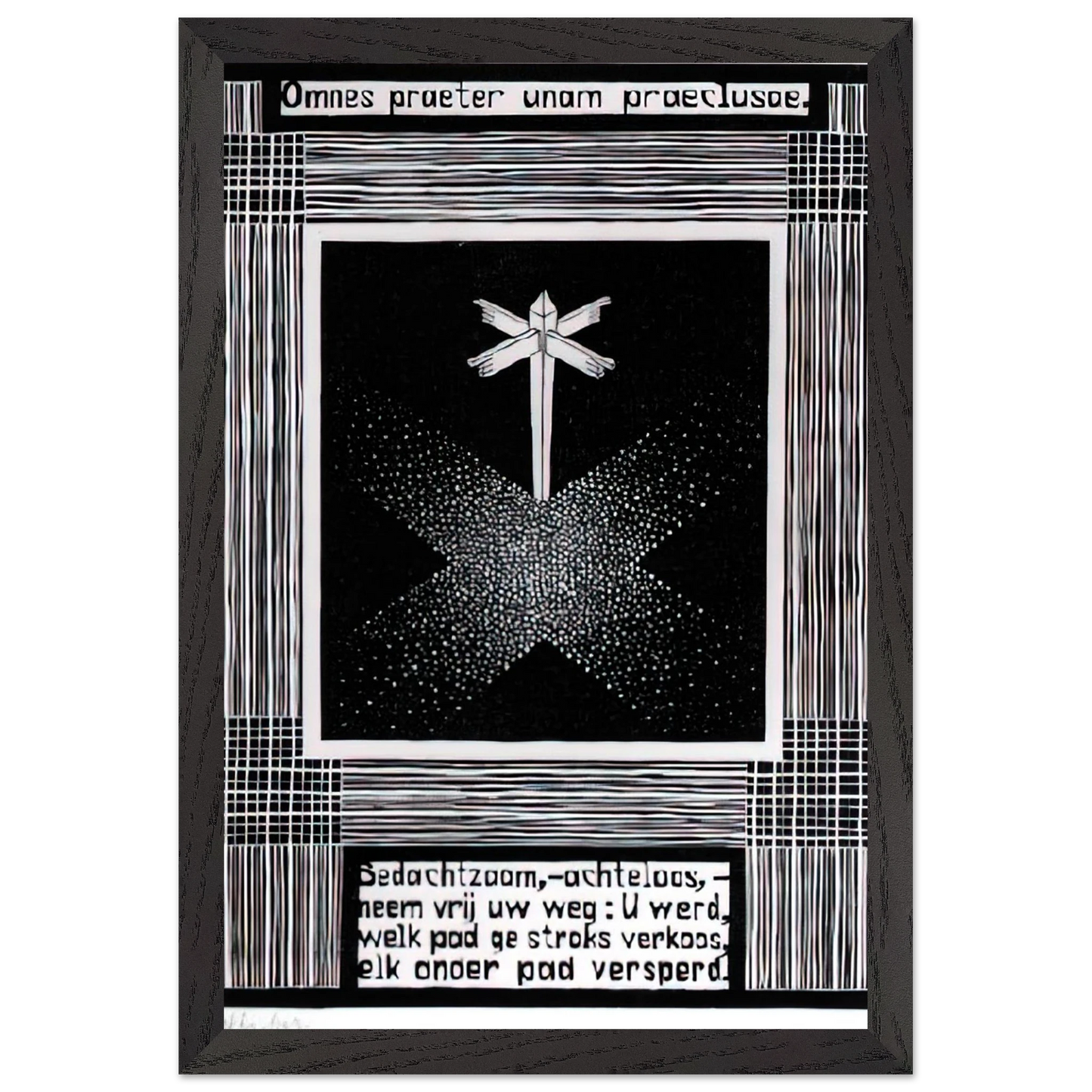 MC Escher - EMBLEMATA SIGNPOST Wall Art - 60x80 cm / 24x32 inches - Premium Wooden Framed Poster With Fine Art Paper - Black frame