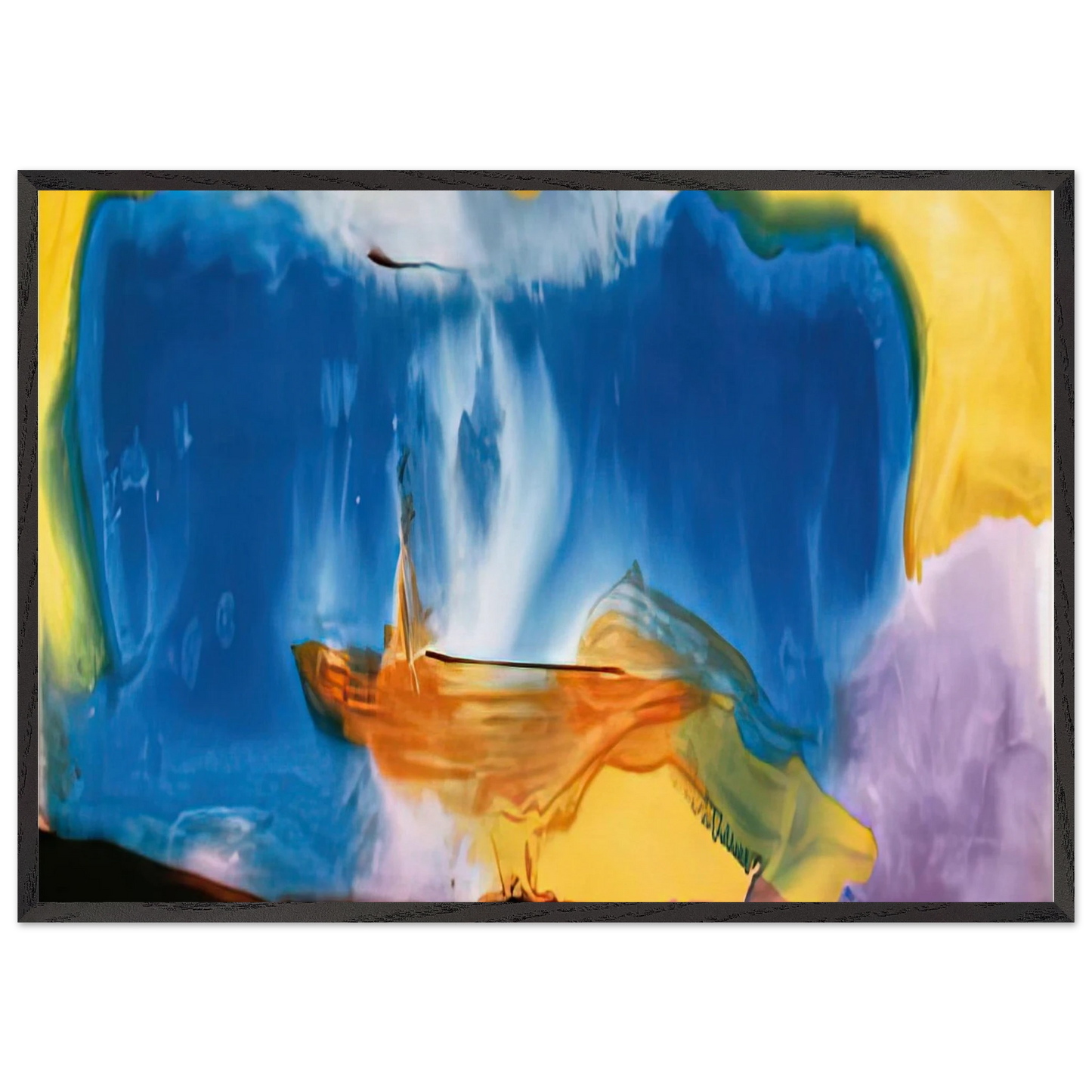 Moveable Blue 1973- - Helen Frankenthaler 70x100 cm / 28x40 inches Framed Art Print – Black Wooden Frame