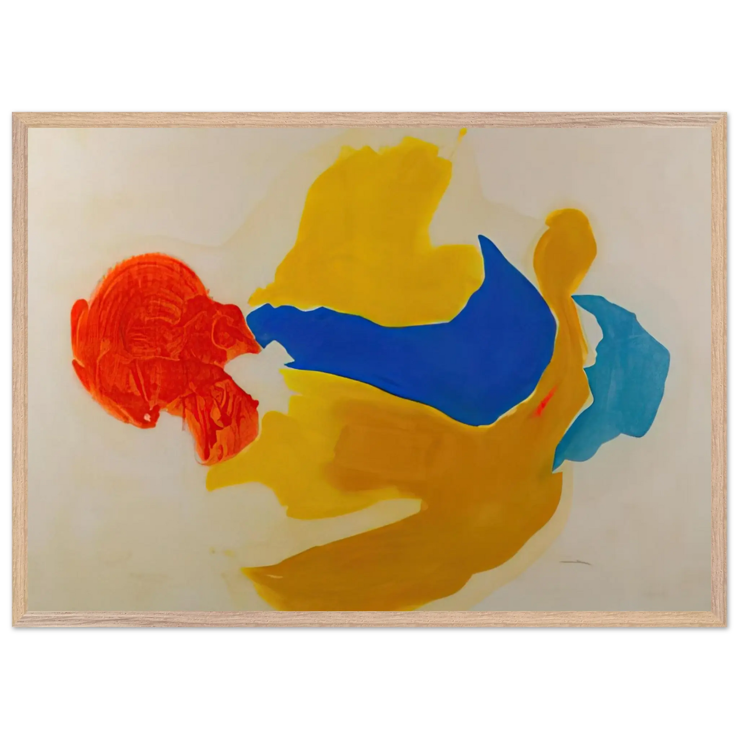 Helen Frankenthaler - Blue Jay - 1963  United States Wall art - 40x50 cm / 16x20 Inches - Premium Wooden Framed Poster With Fine Art Paper - White frame